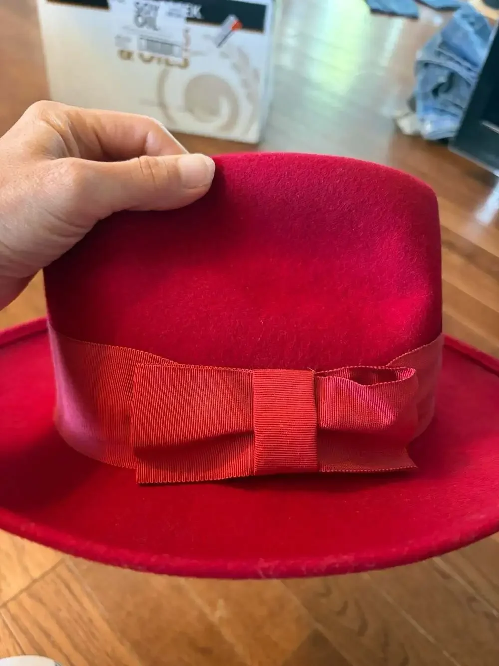 Michael Howard Wool Fedora Hat Red
